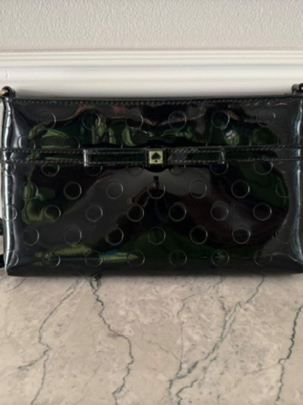 Kate Spade NY Camellia Street Amy Black Patent Crossbody Like New